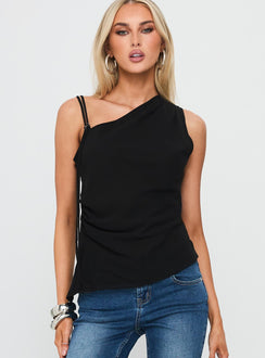 Smash Hit One Shoulder Top Black
