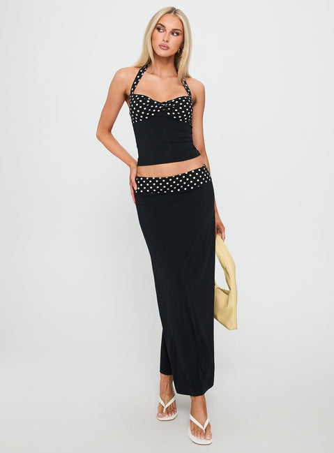 Norelle Halter Set Black Polka