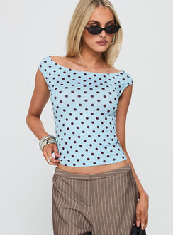 Cheirosa Off Shoulder Top Blue / Brown