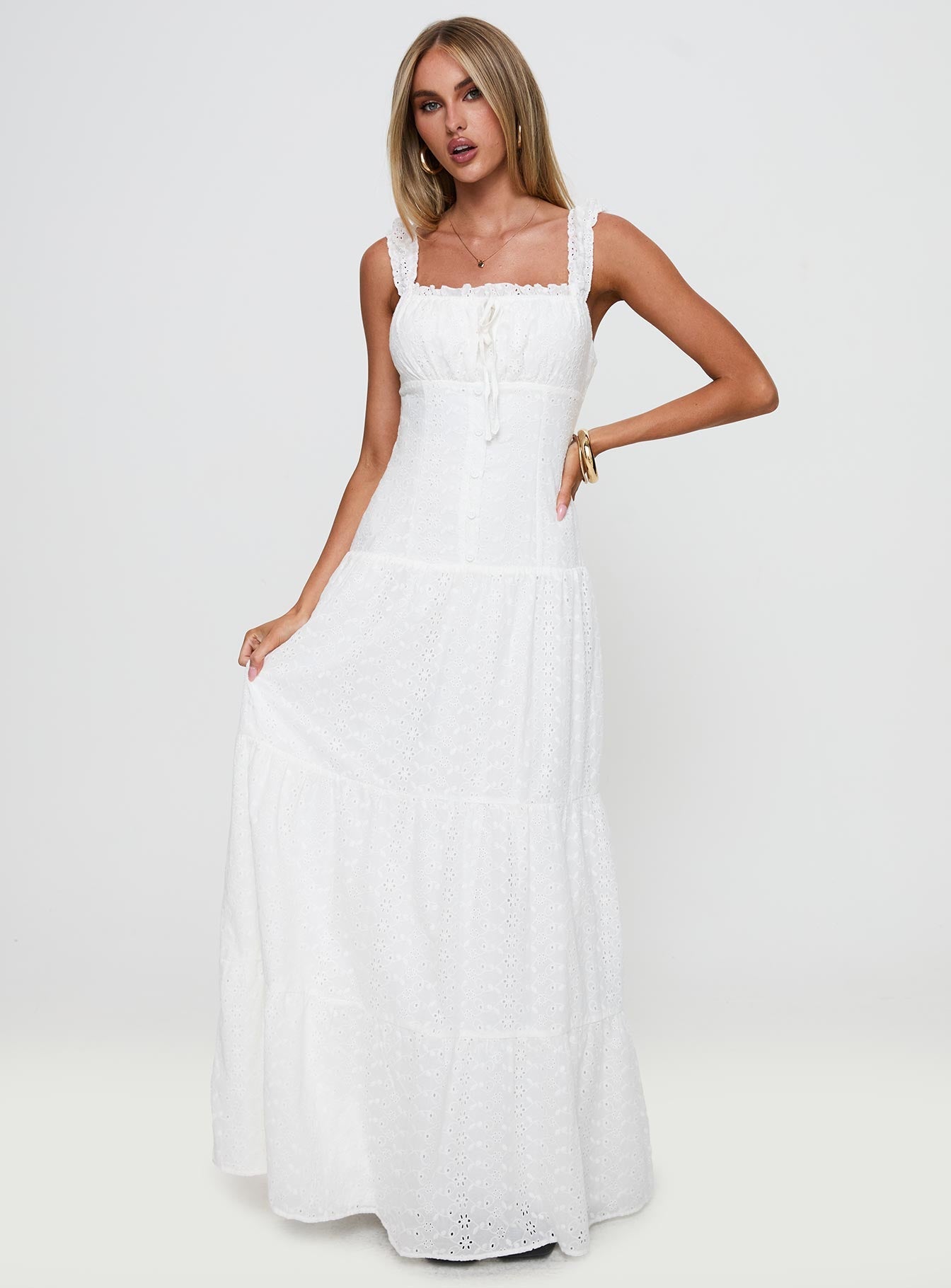 State Of Grace Embroidered Maxi Dress White