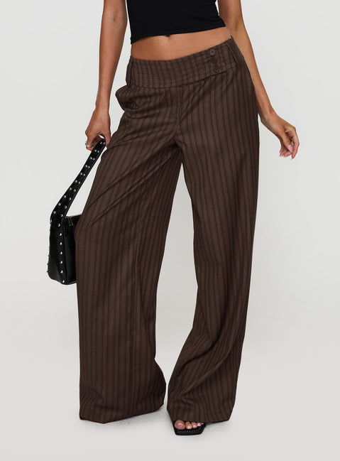 Cedars Low Rise Pant Brown Stripe Petite