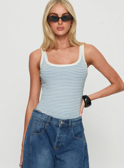 Aemelia Contrast Trim Bodysuit Blue Stripe