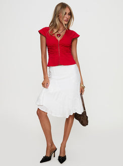   front view of model wearing Princess Polly With Kindness Midi Skirt White Midi Skirts 