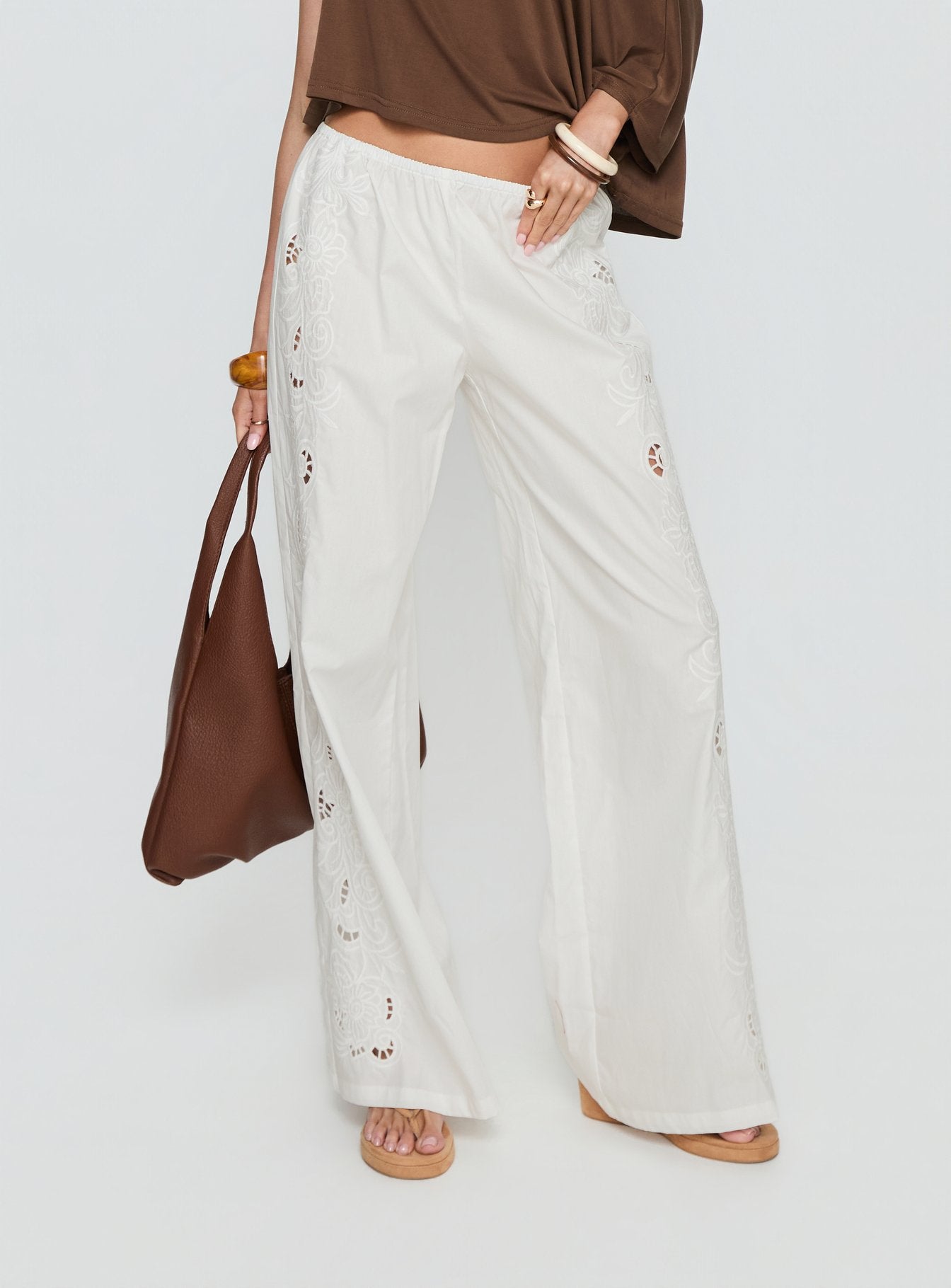 Lucky Spirit Lace Straight Leg Pant White