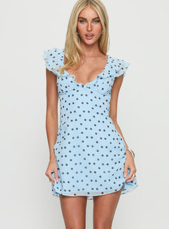 I Guess So Mini Dress Blue Polka Dot