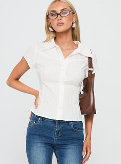 Akiyo Button Up Blouse Top White