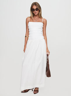 Sweetgum Shirred Maxi Dress White