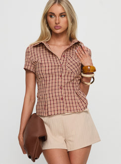 Alma Mater Top Red Check