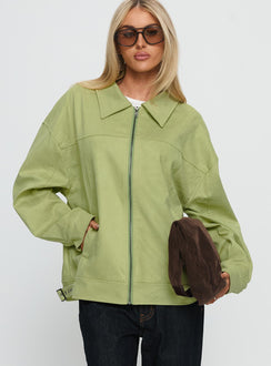 Goldsmith Faux Suede Bomber Jacket Matcha