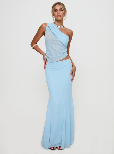 Comes And Goes One Shoulder Set Blue