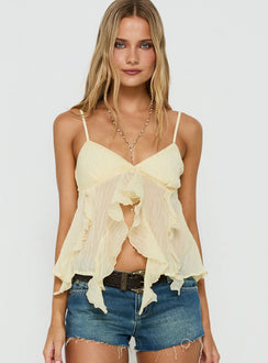 Christelle Sheer Ruffle Cami Top Butter Yellow