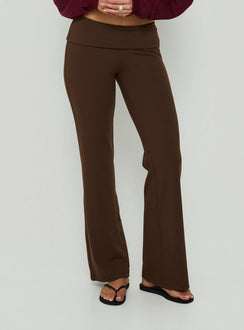 Daily Define Foldover Waist Pants Brown