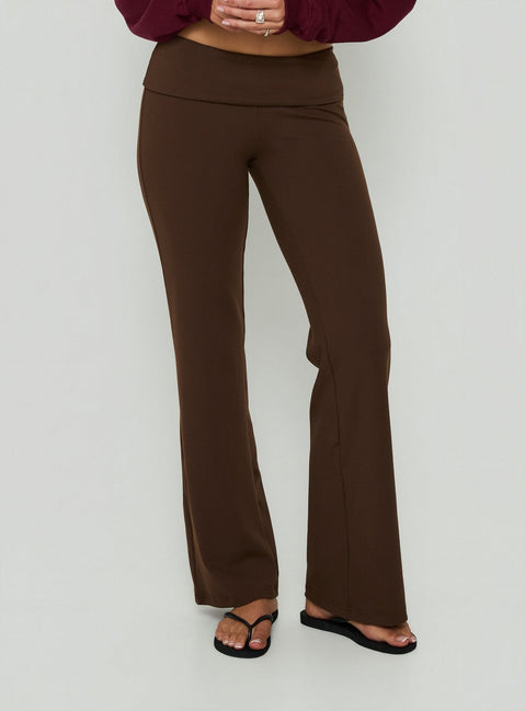 Daily Define Foldover Waist Pants Brown