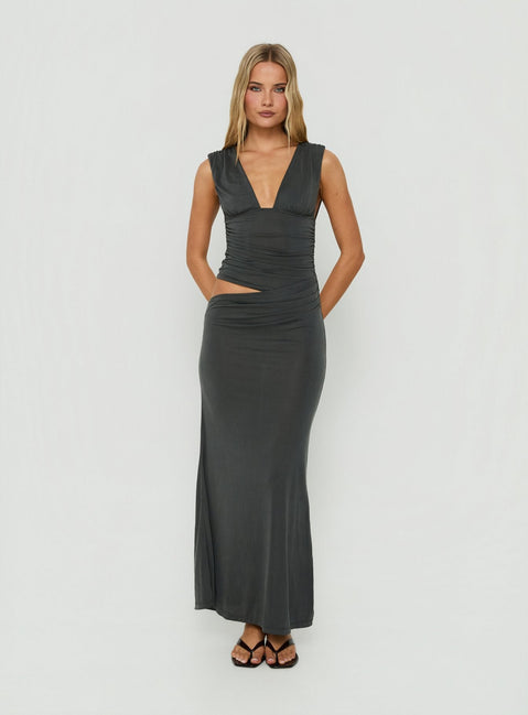 Evelen Thick Strap Maxi Dress Grey