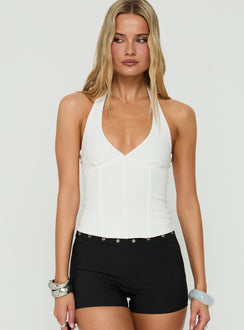 Sherah Halter Neck Corset Top White