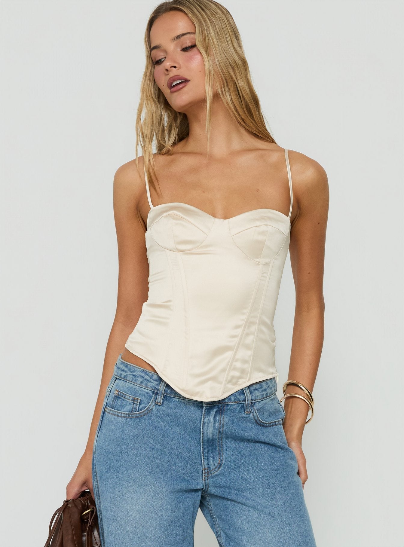Selesta Structured Bustier Top Champagne