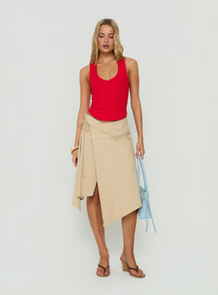 Ellainah Asymmetrical Wrap Midi Skirt Concrete
