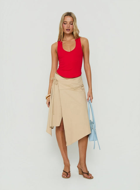 Ellainah Asymmetrical Wrap Midi Skirt Concrete