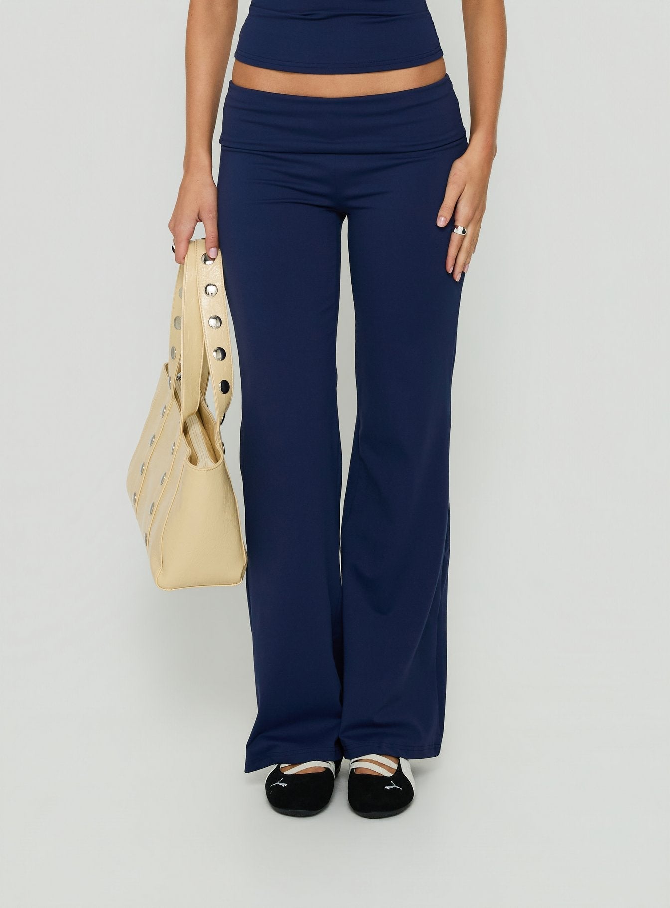 Daily Define Foldover Waist Pants Navy