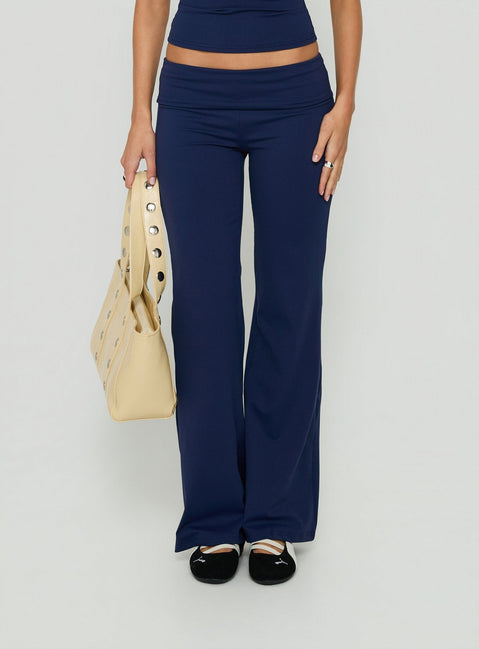 Daily Define Foldover Waist Pants Navy