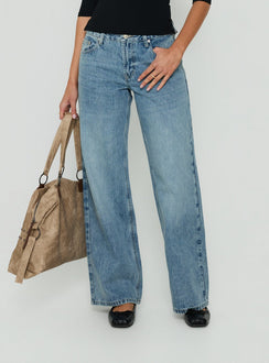 Serenitia Mid Rise Relaxed Jeans Bright Blue