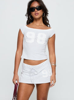 front view of model wearing Princess Polly 98 Baby Skort Grey Marle Low Rise Shorts 