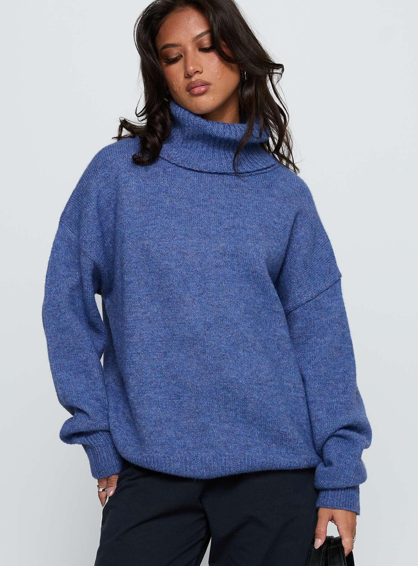 Zephry Turtleneck Knit Sweater Blue