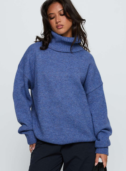 Zephry Turtleneck Knit Sweater Blue
