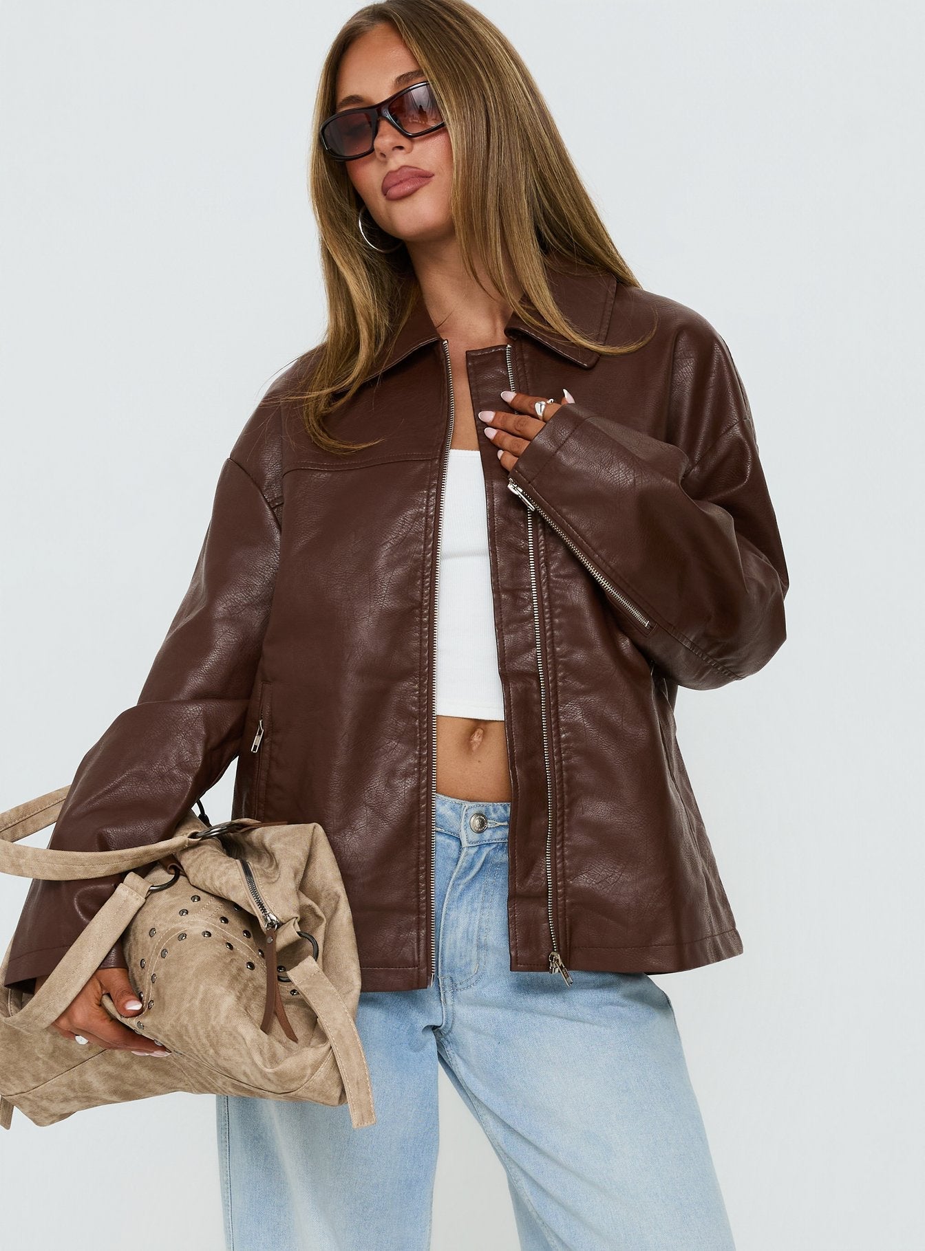 Napoleon Faux Leather Jacket Dark Brown | Princess Polly