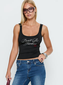 Don't Be Jealous Graphic Tank Top Black
