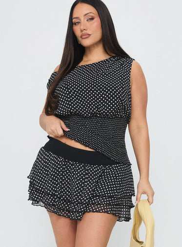 Ready To Party Frill Skort Black Polka Curve