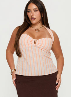 Isabetta Halter Top Orange Stripe Curve
