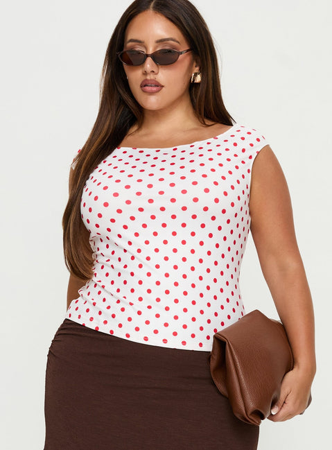 Cheirosa Off Shoulder Top White / Red Curve