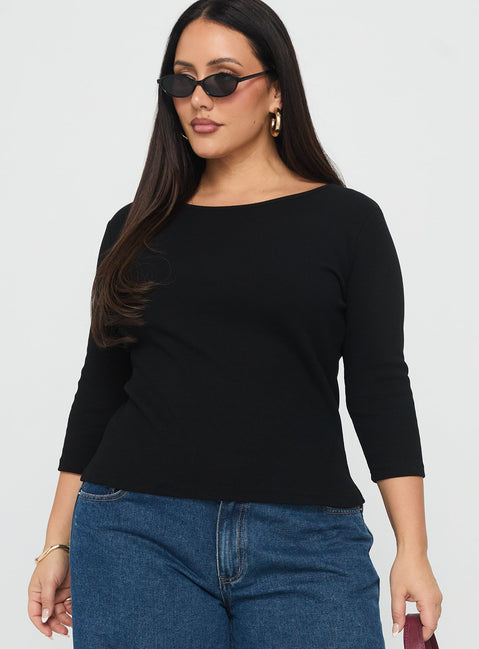 Elaia 3/4 Sleeve Top Black Curve