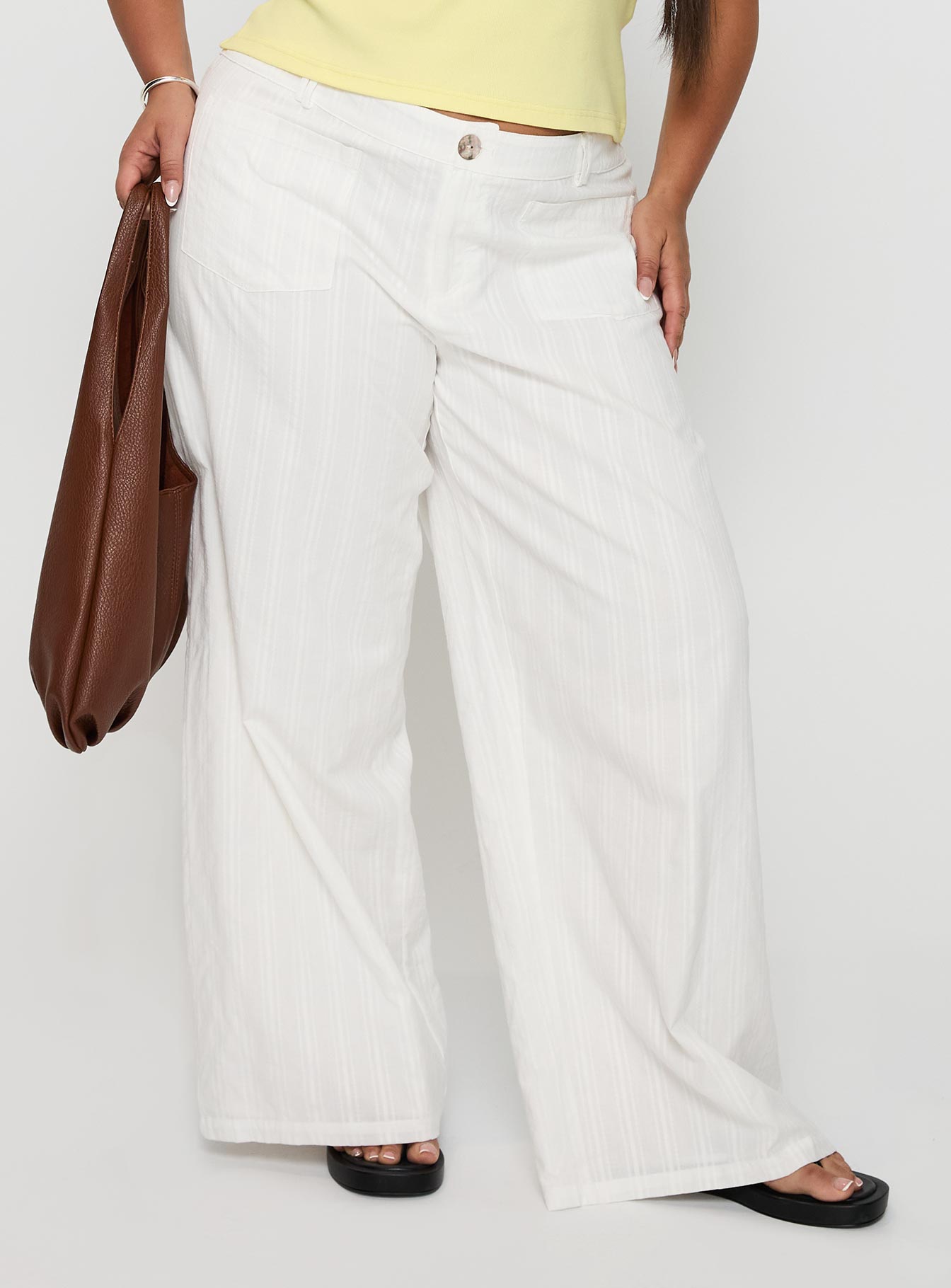 Vendi Low Rise Pant White Curve
