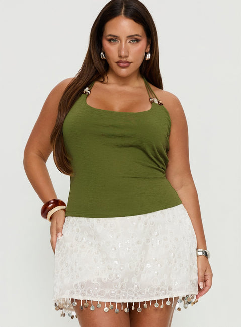 Roller Coaster Bead Detail Top Green Curve