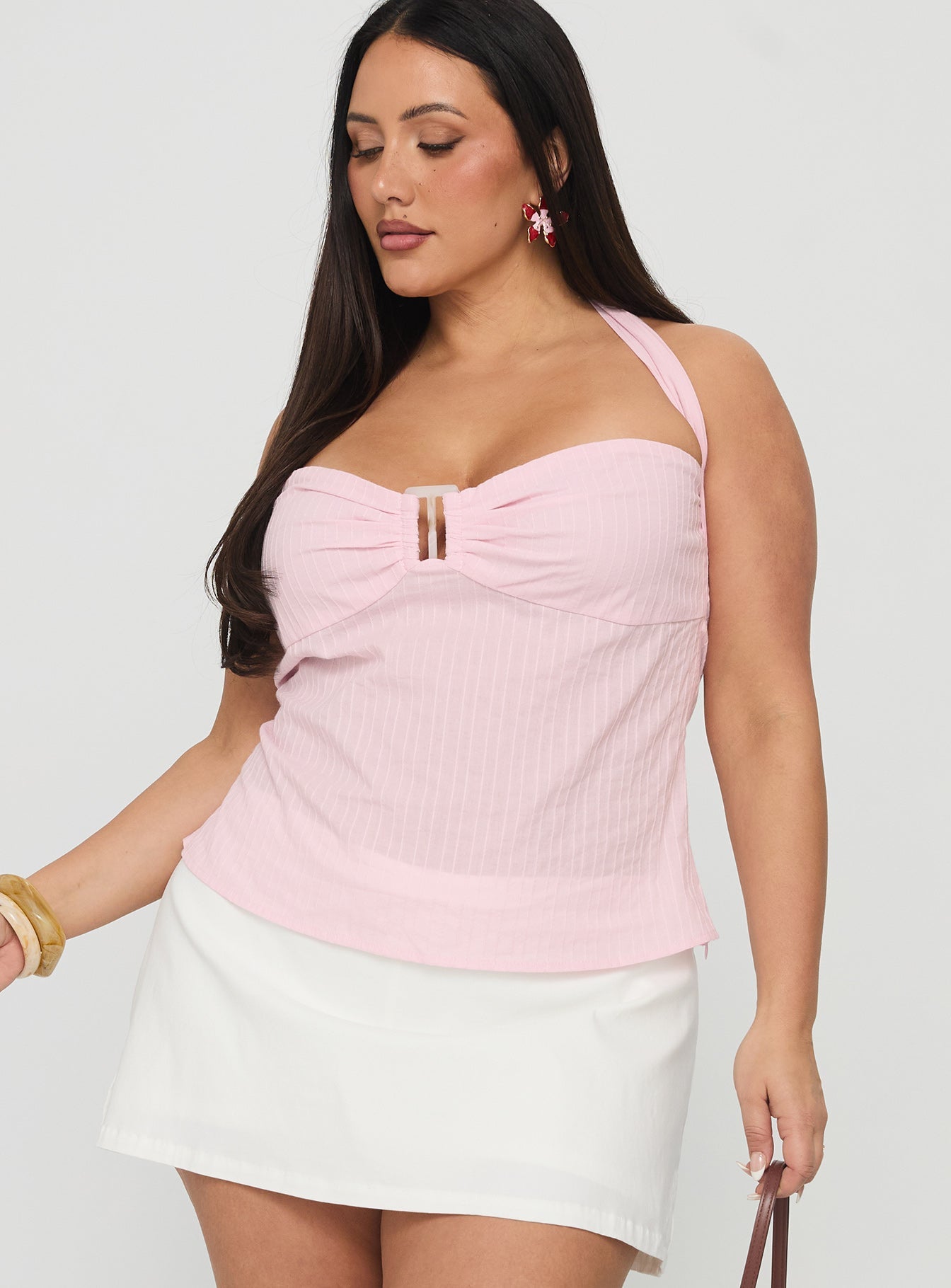 Isabetta Halter Top Pink Curve