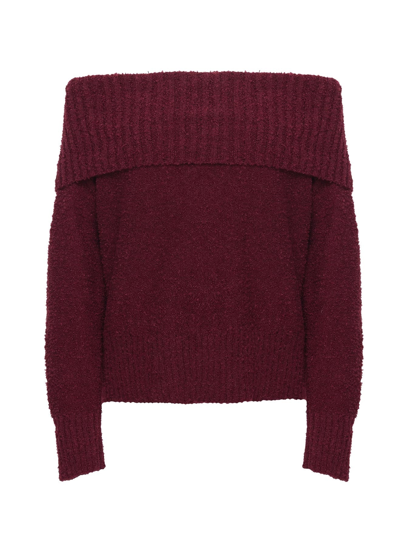 product Princess Polly Parkley Boucle Off The Shoulder Sweater Burgundy Long 