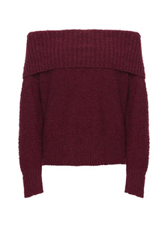product Princess Polly Parkley Boucle Off The Shoulder Sweater Burgundy Long 