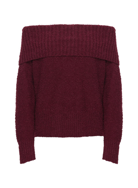 product Princess Polly Parkley Boucle Off The Shoulder Sweater Burgundy Long 