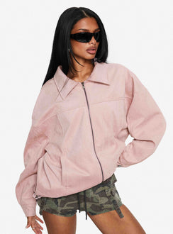 Goldsmith Faux Suede Bomber Jacket Pink