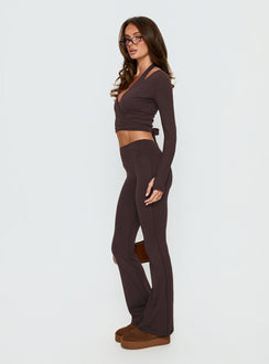Energize Active Invisible Scrunch Flare Leggings Brown