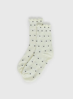 Pillowtalk Frill Socks Cream Polka