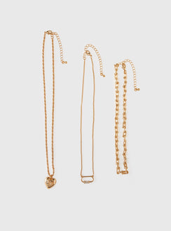 Double Date Layered Necklace Gold