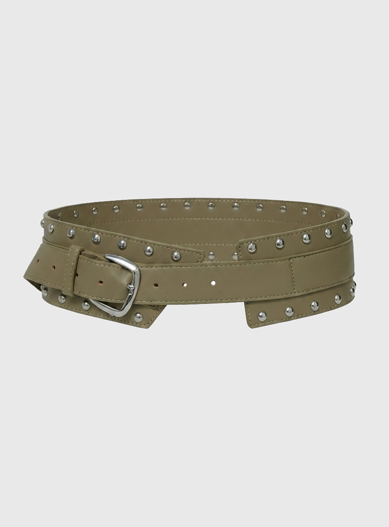 Fast Paced Stud Detail Belt Beige