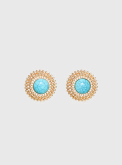 Sipriane Statement Earrings Gold / Turquoise