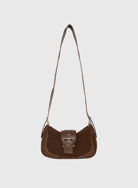 Kienna Buckle Shoulder Bag Brown