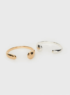 Chunky mixed metals bracelet pack silver and gold