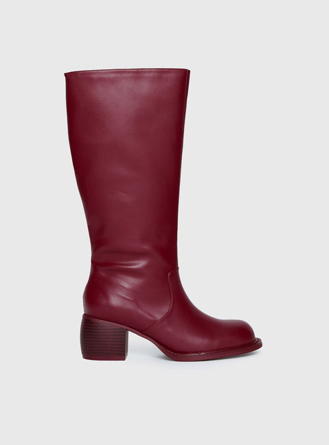 Ella Knee High Boots Burgundy