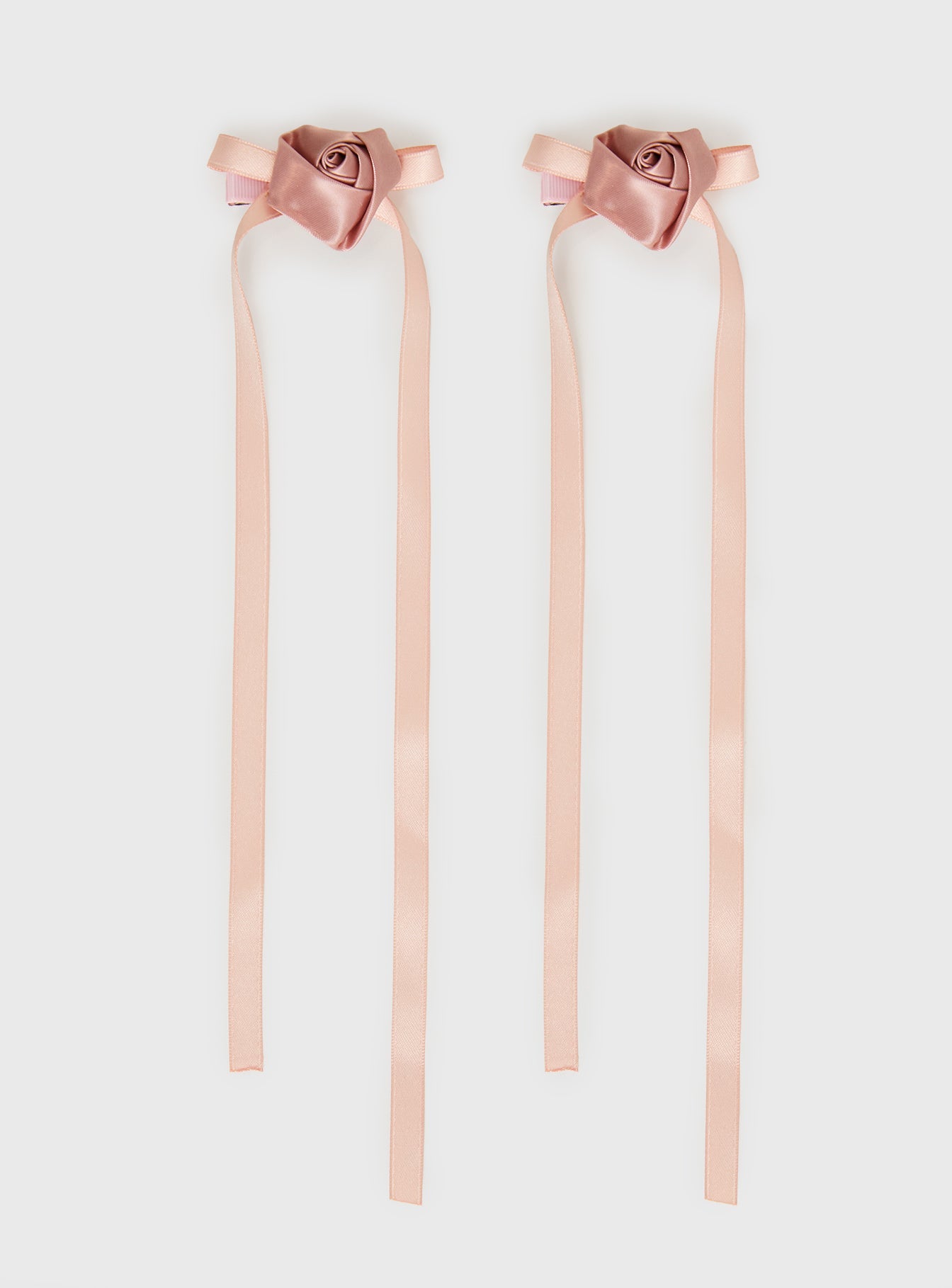 Rosette Bow Hair Clips Pink